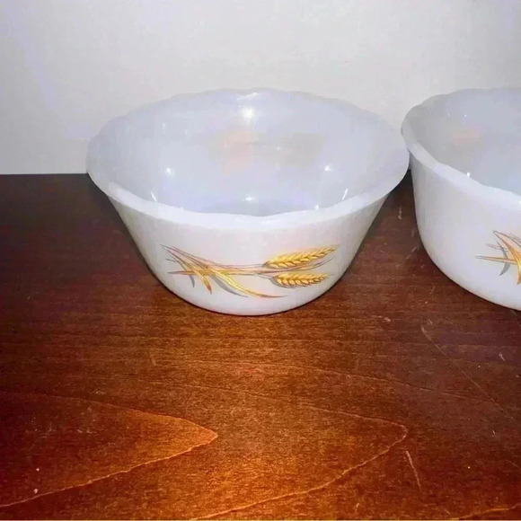 Vintage Fire King Oven Ware Wheat Custard Cups - Set Of 3 - Picture 2 of 10